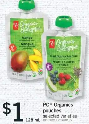Fortinos PC ORGANICS POUCHES, 128 ML offer
