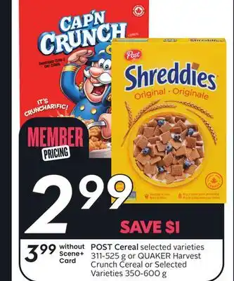 Sobeys POST Cereal offer