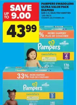 Real Canadian Superstore PAMPERS SWADDLERS ULTRA VALUE PACK DIAPERS, 120-192'S offer