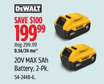 Canadian Tire DEWALT 20V MAX 5Ah Battery, 2-Pk offer