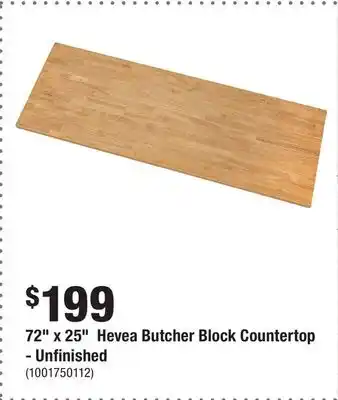 Home Depot 72 x 25 Hevea Butcher Block Countertop - Unfinished offer