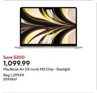 Staples MacBook Air (13-inch) M2 Chip - Starlight offer