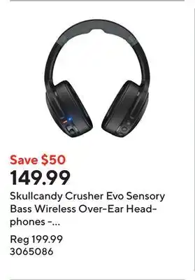 Staples Skullcandy Crusher Evo Sensory Bass Wireless Over-Ear Headphones - True Black offer