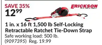 Princess Auto 1 in. x 16 ft1,500 lb Self-Locking Retractable Ratchet Tie-Down Strap offer
