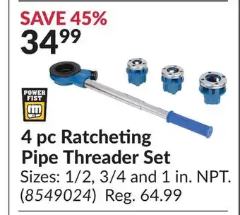 Princess Auto 4 pc Ratcheting Pipe Threader Set offer