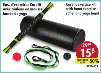 Sushi Shop Corefit exercise kit with foam exercise roller and yoga band offer