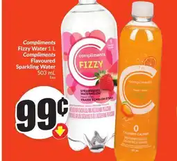 Chalo FreshCo Compliments Fizzy Water 1 L Compliments Flavoured Sparkling Water 503 mL offer