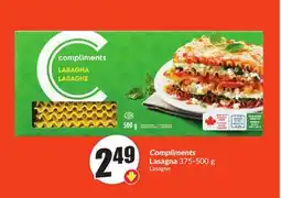 Chalo FreshCo Compliments Lasagna 375-500 g offer