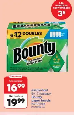 Wholesale Club Essuie-tout 6=12 rouleaux Bounty offer