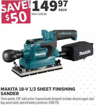 Co-op Makita 18-v 1/3 sheet finishing sander offer