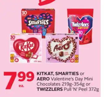 Rexall KITKAT, SMARTIES or AERO Valentine's Day Mini Chocolates 219g-354g or TWIZZLERS Pull'N'Peel 372g offer