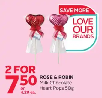 Rexall ROSE & ROBIN Milk Chocolate Heart Pops offer