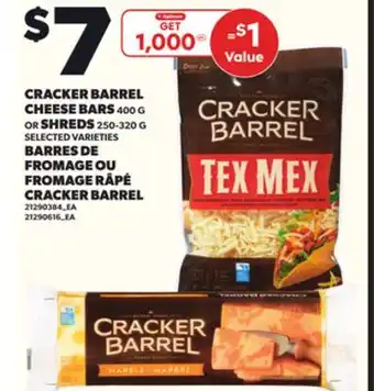 Independent City Market CRACKER BARREL CHEESE BARS, 400 G OR SHREDS, 250-320 G offer