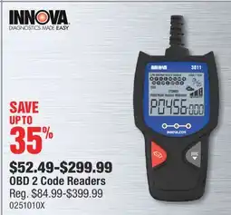 PartSource INNOVA OBD 2 Code Readers offer