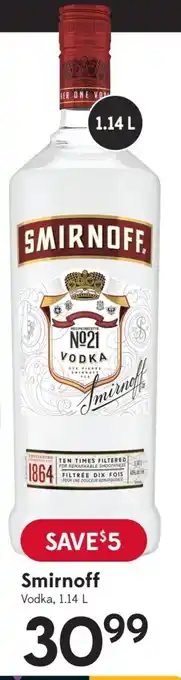 Sobeys Liquor Smirnoff Vodka offer