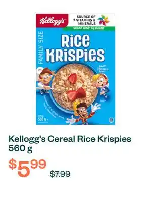 Voilà Kellogg's Cereal Rice Krispies 560 g offer