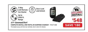 Visions Electronics 2-Way LCD Remote Car Starter, Up to 3000 ft. Range, Door Lock and Unlock offer