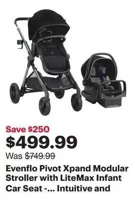 Best Buy Evenflo Pivot Xpand Modular Stroller with LiteMax Infant Car Seat - Ayrshire Black offer