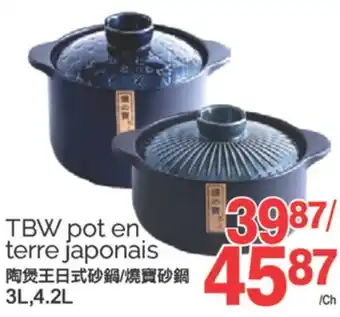 T&T Supermarket TBW POT EN TERRE JAPONAIS, 3L, 4.2L offer