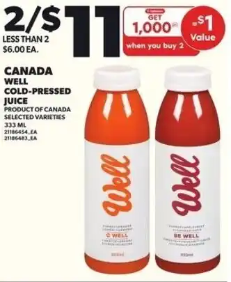 Loblaws Canada well cold-pressed juice offer