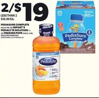 Loblaws Pediasure complete or infant's pedialyte solution or freezer pops offer