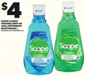 Loblaws Scope classic original mint or cool peppermint mouthwash offer