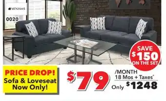 Surplus Furniture Cameron Smoke Sofa & Loveseat Set offer