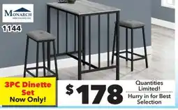 Surplus Furniture Grey & Black Metal 3-Piece Counter Height Dinette Set offer