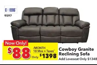 Surplus Furniture Cowboy Granite Reclining Sofa offer