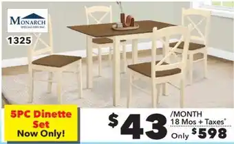 Surplus Furniture Cream & Oak 5-Piece Dinette Set offer