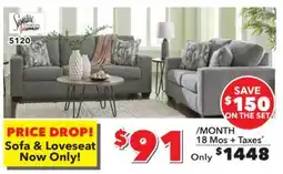 Surplus Furniture Deltona Graphite Sofa & Loveseat Set offer