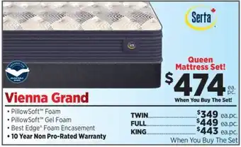 Surplus Furniture Vienna Grand Medium Pillow Top Queen Mattress Set offer