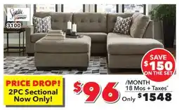 Surplus Furniture Mahoney Chocolate 2PC Right-Facing Sectional offer