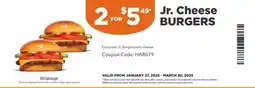 Harvey’s Jr. Cheese BURGERS offer