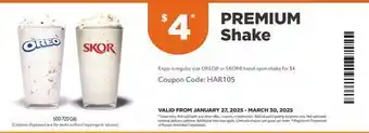 Harvey’s PREMIUM Shake offer