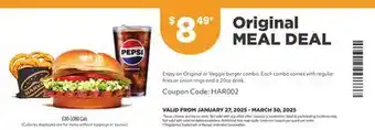 Harvey’s Original MEAL DEAL offer