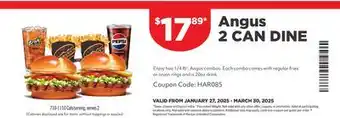 Harvey’s Angus 2 CAN DINE offer