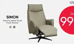 Meubles RD SIMON Genuine Leather Swivel Power Recliner offer