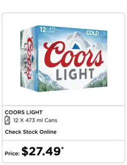 The Beer Store COORS LIGHT 12 X 473 ML CANS offer