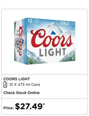 The Beer Store COORS LIGHT 12 X 473 ML CANS offer