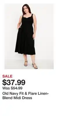 Old Navy Old Navy Fit & Flare Linen-Blend Midi Dress offer