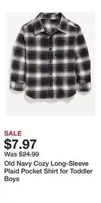 Old Navy Old Navy Cozy Long-Sleeve Plaid Pocket Shirt for Toddler Boys offer