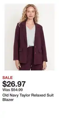 Old Navy Old Navy Taylor Relaxed Suit Blazer offer