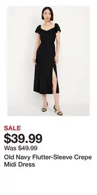 Old Navy Old Navy Flutter-Sleeve Crepe Midi Dress offer