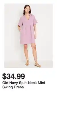 Old Navy Old Navy Split-Neck Mini Swing Dress offer