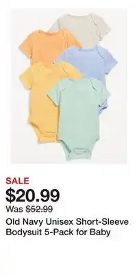 Old Navy Old Navy Unisex Short-Sleeve Bodysuit 5-Pack for Baby offer