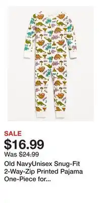 Old Navy Old NavyUnisex Snug-Fit 2-Way-Zip Printed Pajama One-Piece for Toddler & Baby offer