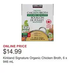 Costco Kirkland Signature Organic Chicken Broth, 6 x 946 mL offer