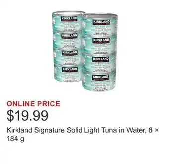 Costco Kirkland Signature Solid Light Tuna in Water, 8 × 184 g offer