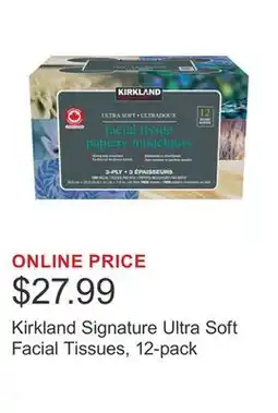 Costco Kirkland Signature Ultra Soft Facial Tissues, 12-pack offer